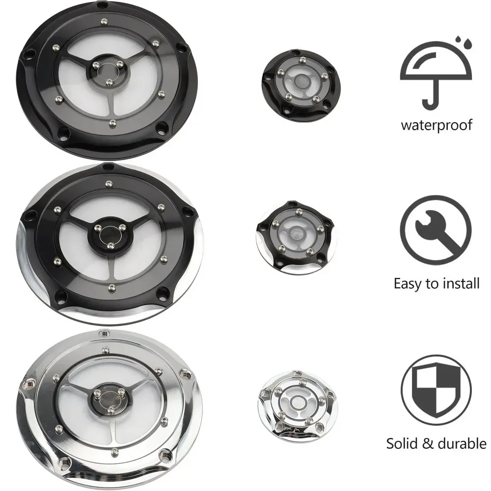 Motorcycle Derby Engine Clutch Cover Timer Protect Crank Shafts Case Stator Cap For Harley Dyna Softail 99-17 Touring Tri 99-15