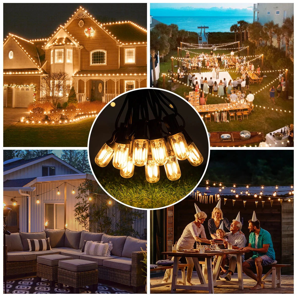 65FT Waterproof String Light IP45 Connectable Led Replacement Bulb T20 2W E12 Base EU Plug US Plug Outdoor Garden Garland Lights