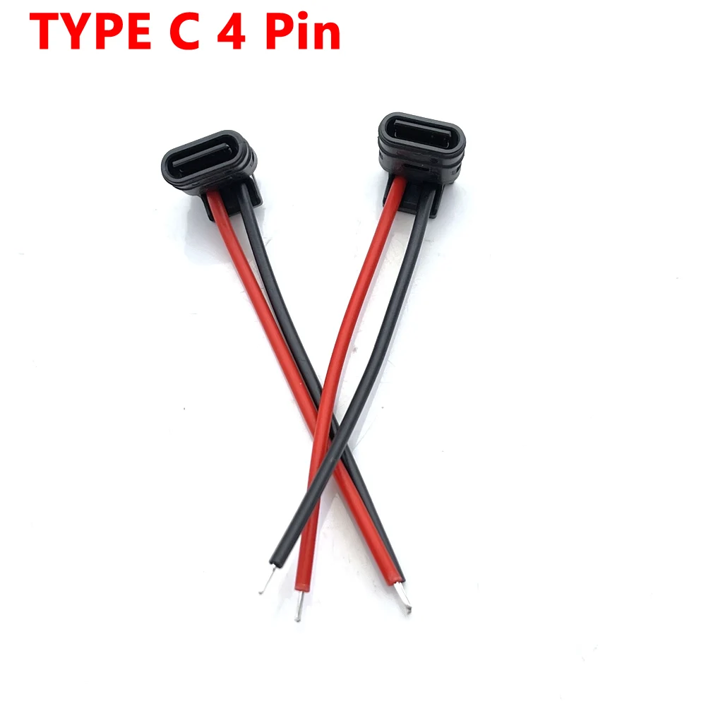 Cable de soldadura tipo C, Conector de interfaz de carga rápida, 1 piezas, 4 pines, resistente al agua, hembra, puerto USB C