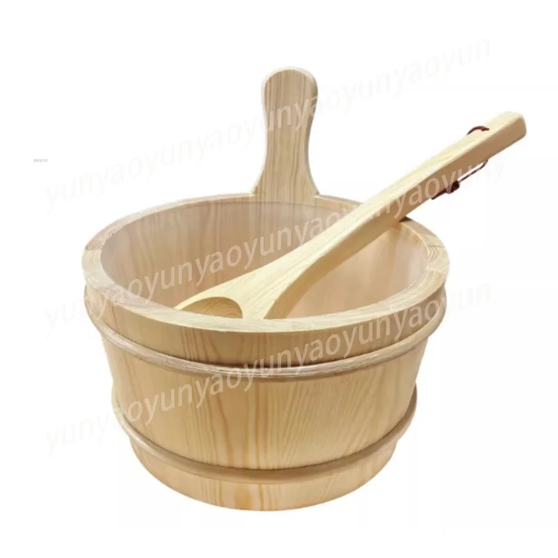 Wooden Sauna Shower Bucket Spoon Scoop Portable Spa Steam Room Household Practical Bath Accessory