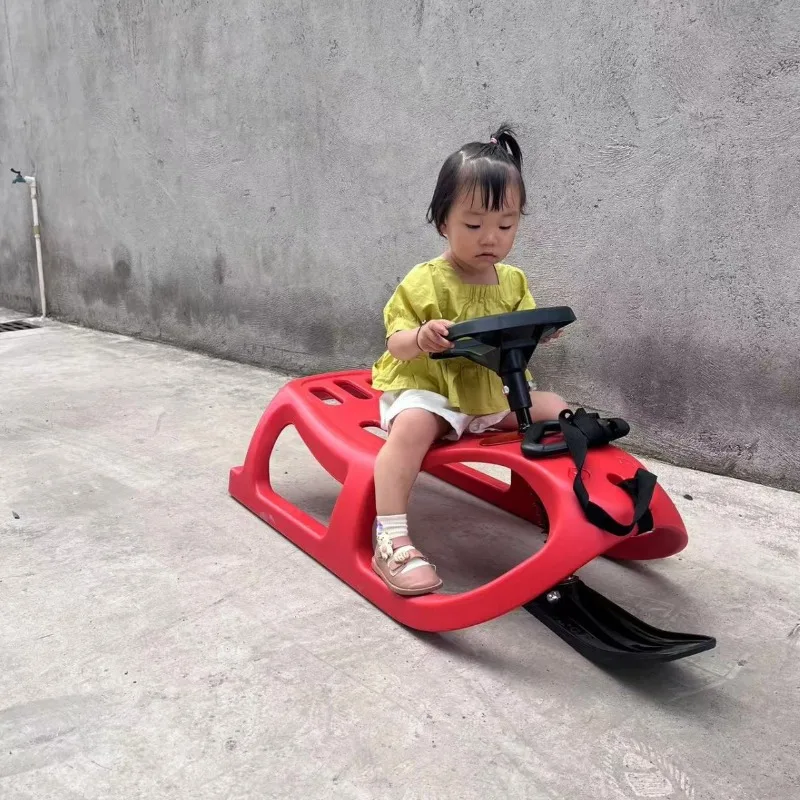Outdoor Saddle-Type Snow Sled with Super Load Capacity, Multi-purpose Ski Board for Snow, Grass and Sand Sliding