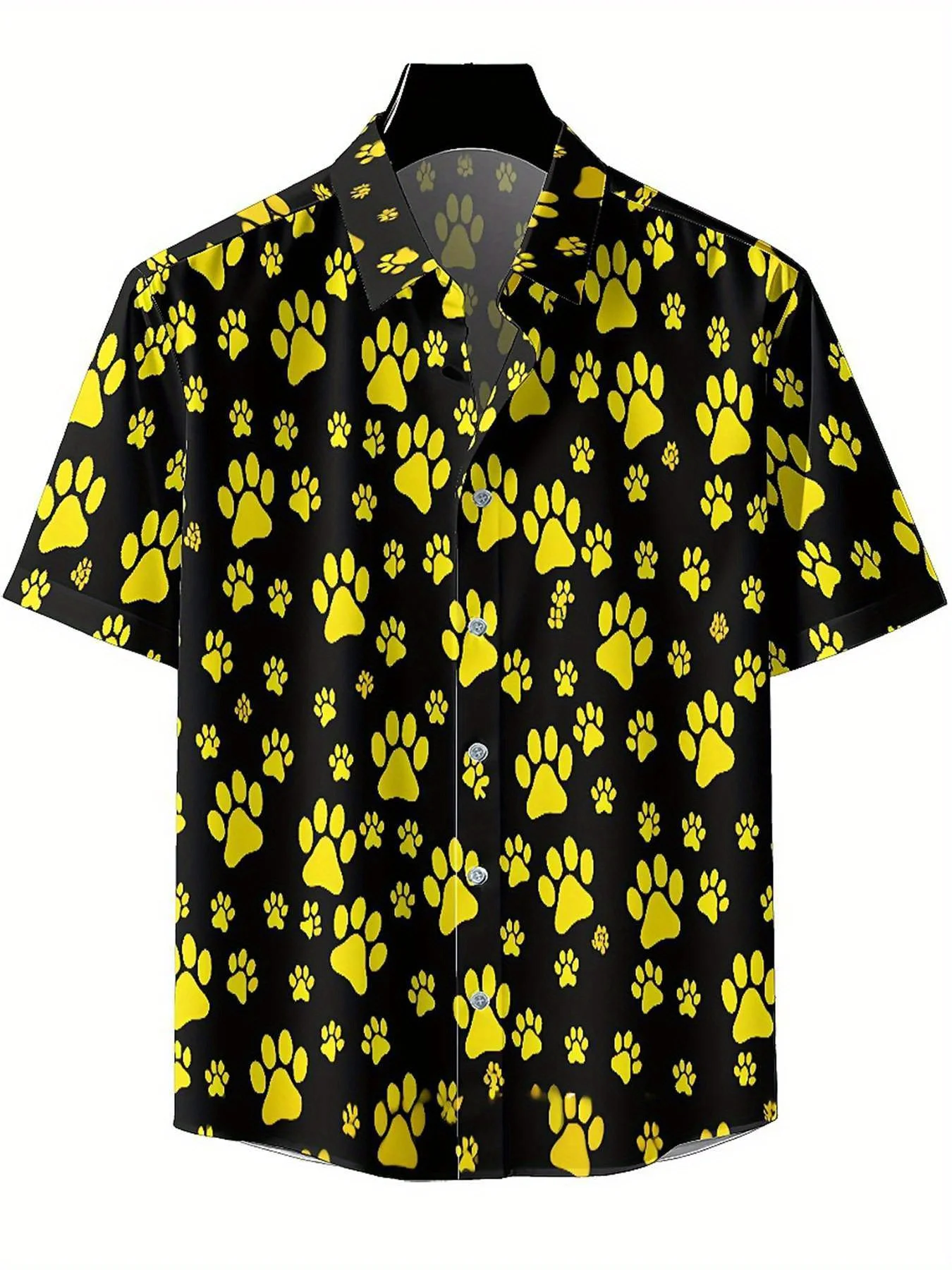 Men's Plus Size Hawaiian Shirts Paw Print Trend pattern, Unisex Aloha Shirts,New in Summer Tops Tee,streetwear