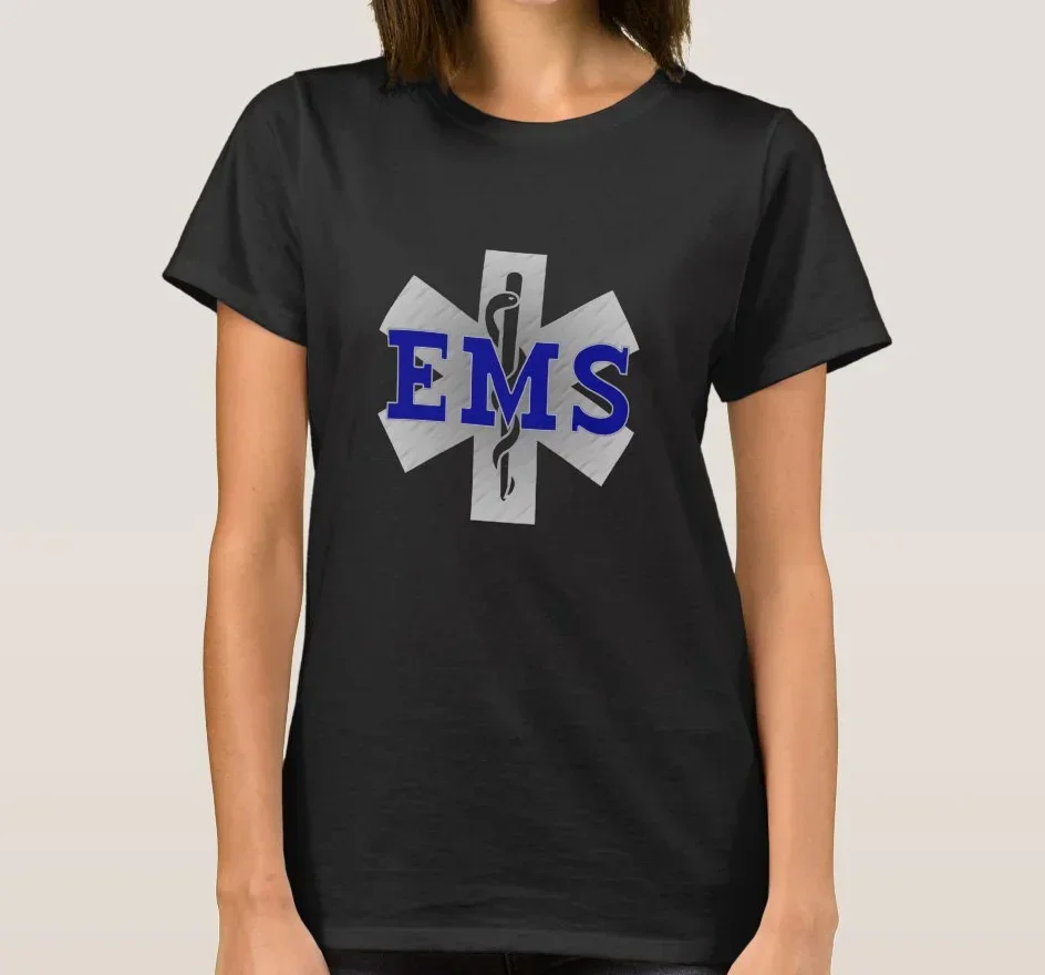 Silver Star of Life Symbol EMS Medical Paramedic T-Shirt 100% Cotton O-Neck Short Sleeve Summer Casual Womens T-shirt Streetwear