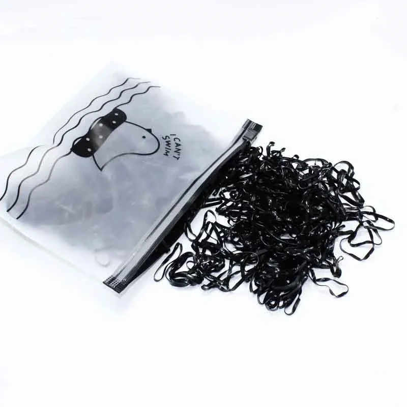 Disposable Rubber Band WOMEN\'S Hair Black Small Rubber Band Thick Leather Cover Does Not Hurt Hair Band Durable Hair Rope Head