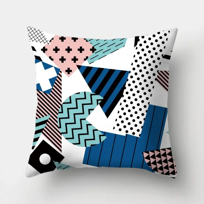 Geometric Pillowcase Sofa  Diamond Polygon Pattern Creative Seam Cushion Cover