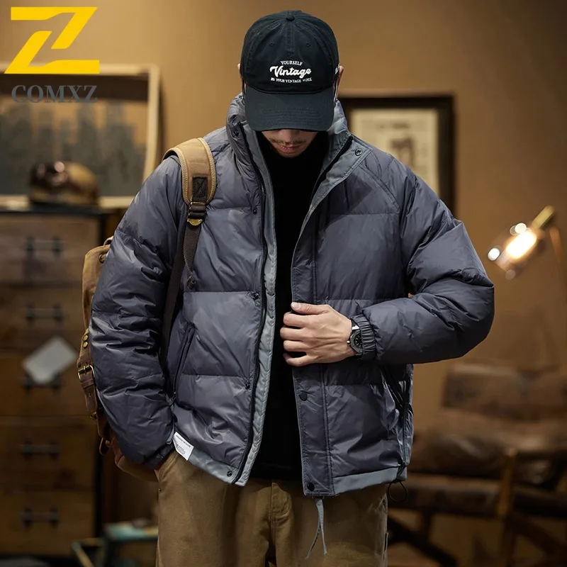 COMXZ Winter Men's Hooded Windbreaker Windproof Thermal Coat Thickened Cotton Jacket Waterproof suitable Hiking Camping Fishing