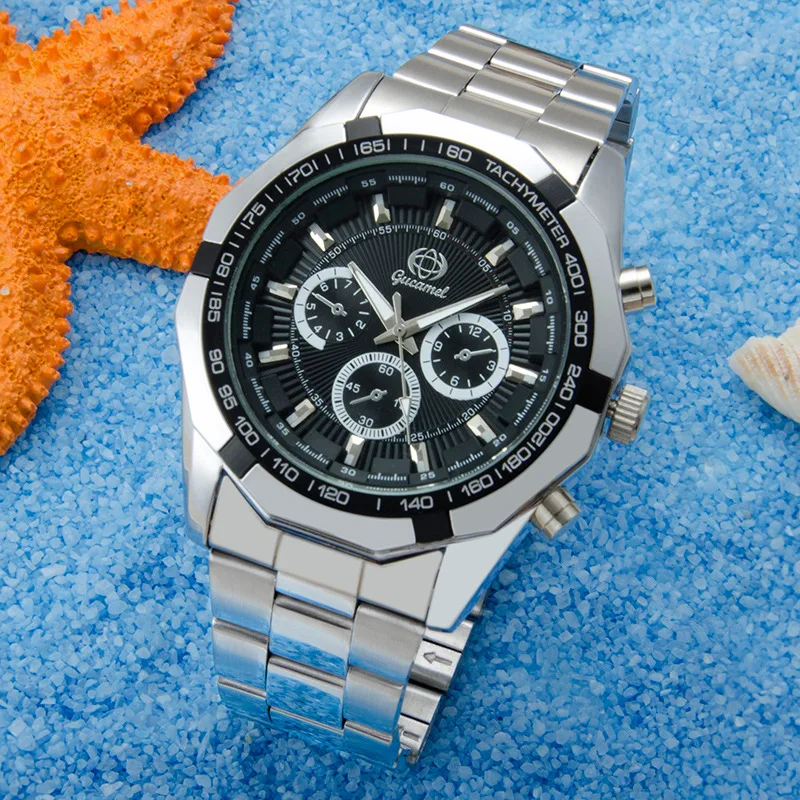 

Hot-Selling* Men’s Quartz Watch, New Stainless Steel Strap with Date Display, Trendy Student Wristwatch