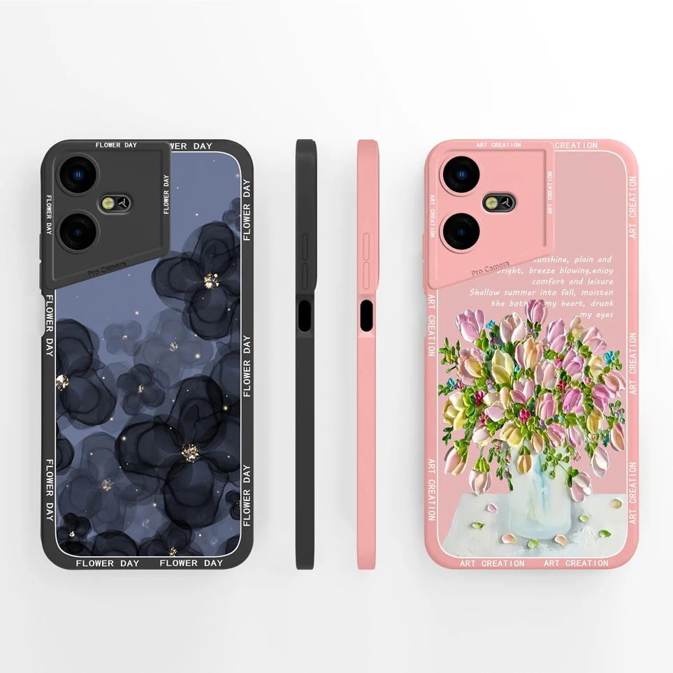 Tecno Pova Neo 3 용 정교한 케이스, 플로럴 스타 소프트 실리콘 카메라 보호 휴대폰 커버, Pova Neo3 Coque Funda LH6n 쉘