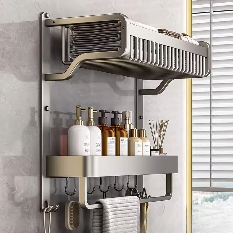 

Gun gray towel integrated toilet non-punching space aluminum bath towel bathroom wall hanging toilet rack