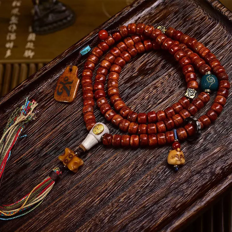 108 Backflow Bone Bucket Buddhist Beads Men And Women Multi-Circle Bracelet Necklace