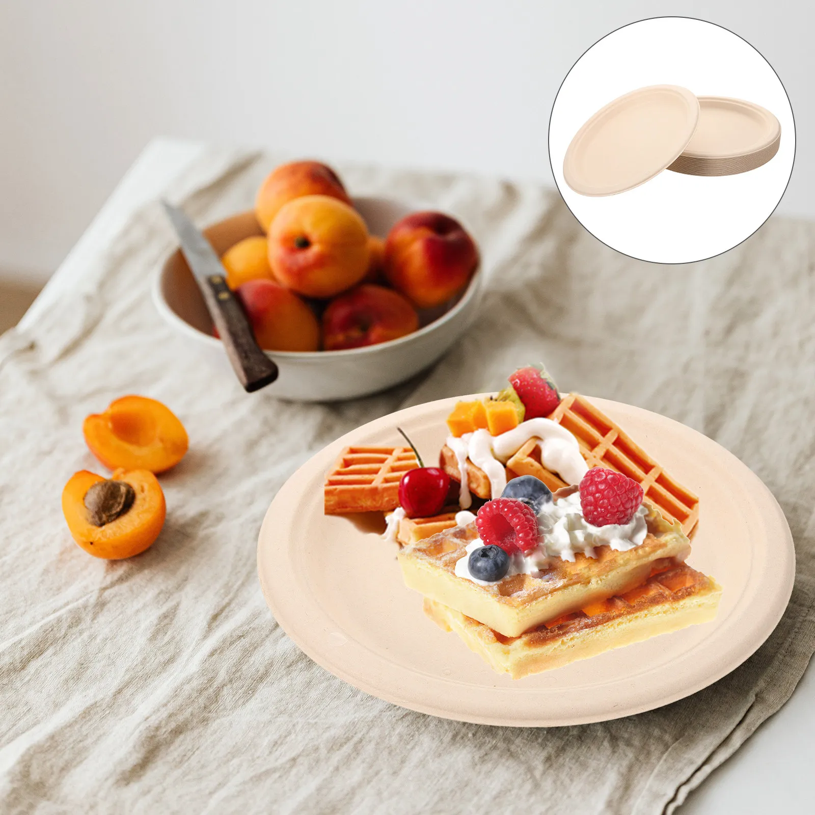 50Pcs Sturdy Disposable Paper Plates Pastel Party Tableware Birthday Festival Dinner Dessert Plates Convenient Food Serving