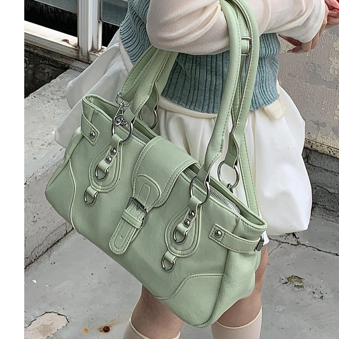 

Women's Retro Large Capacity Single Shoulder Bag Commuter Versatile Armpit Bag Handheld Motorcycle Bag Fashion Y2k Aesthetic