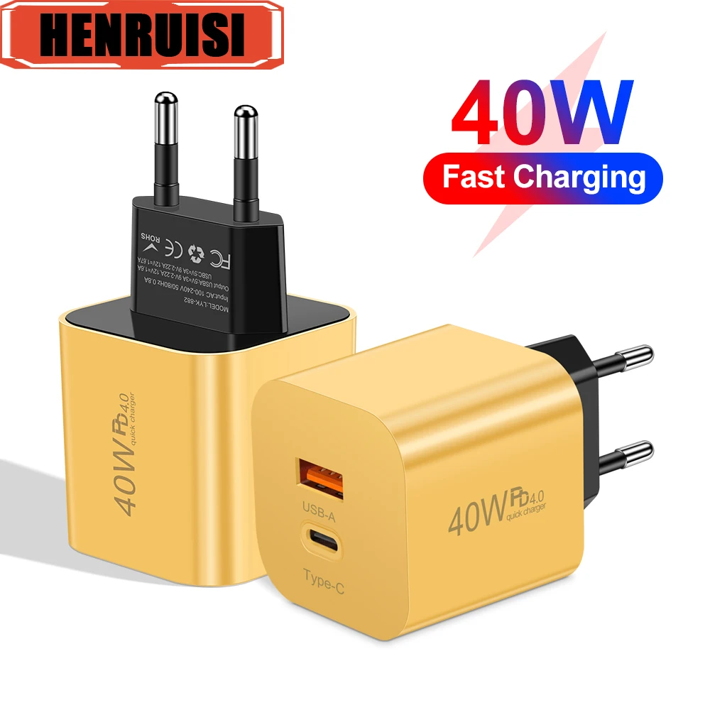 40W USB Type C Charger Quick Charge 3.0 PD3.0 Fast Charging Adapter For iPhone Samsung Xiaomi Huawei USB C Mobile Phone Charger