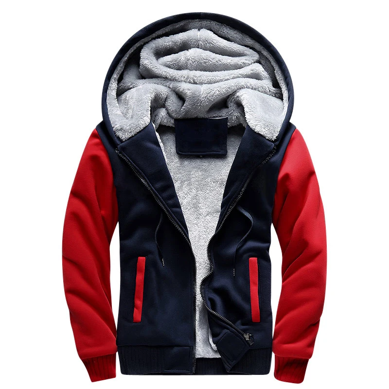 Men Hoodies Winter Warm Jacket Fashion Thick Men Hooded Sweatshirt Male Warm Fur Sportswear Tracksuits Mens Coat S-5XL Size