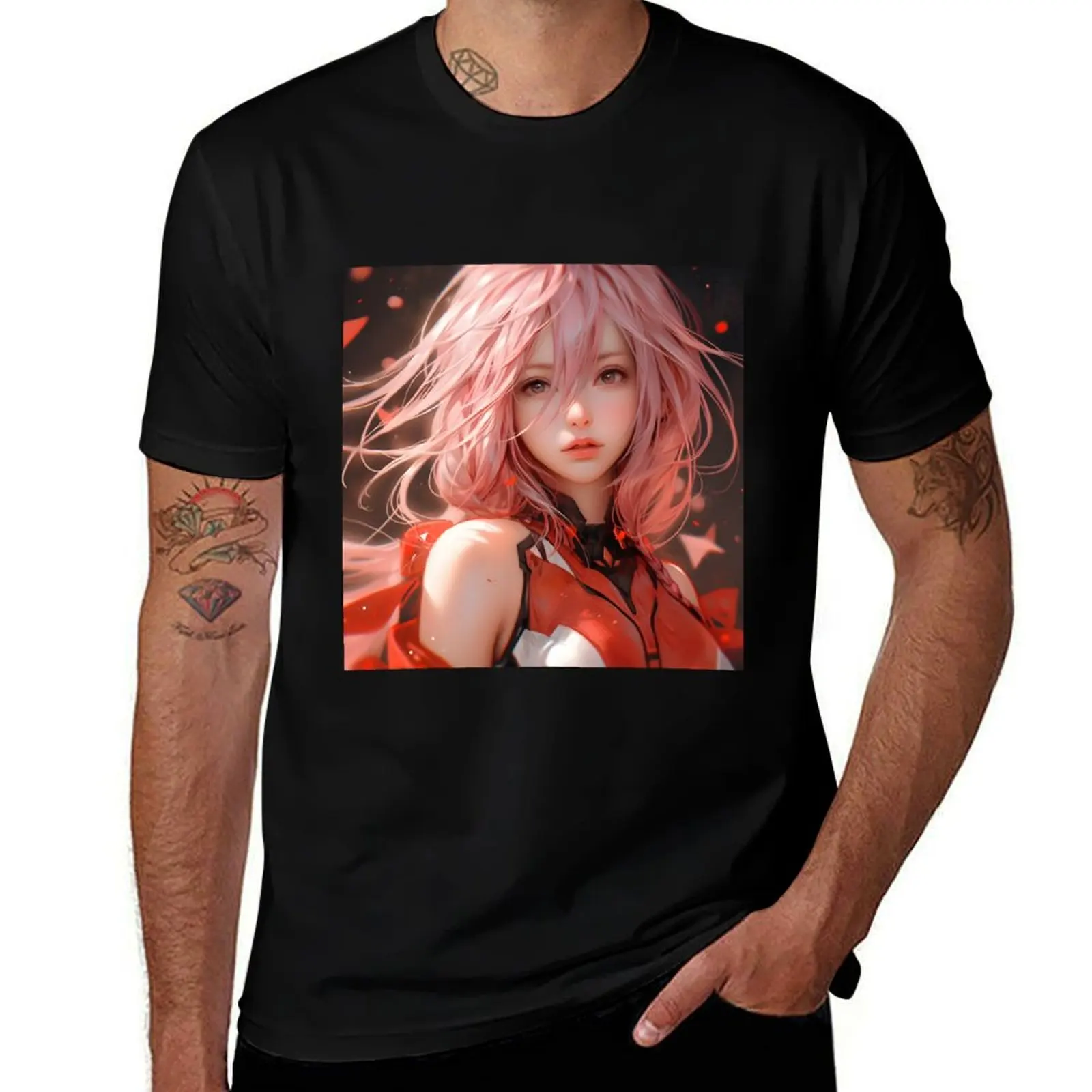 

Inori GC Cute Anime Girl T-Shirt Utility Work Short Sleeve Top
