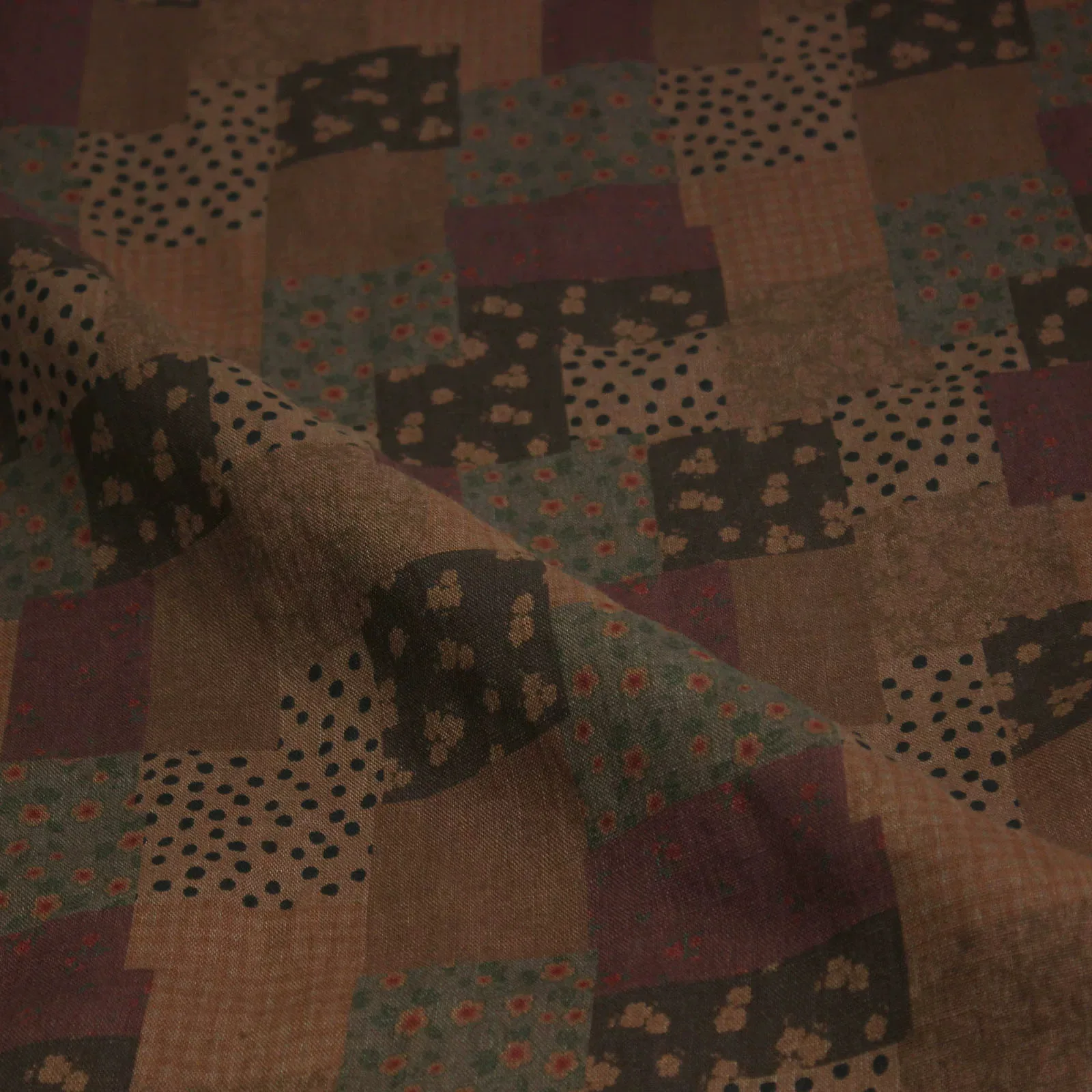 

1yard Washed pure linen fabrics for clothing Unique printing telas one-piece dress cheongsam shirt sewing fabric