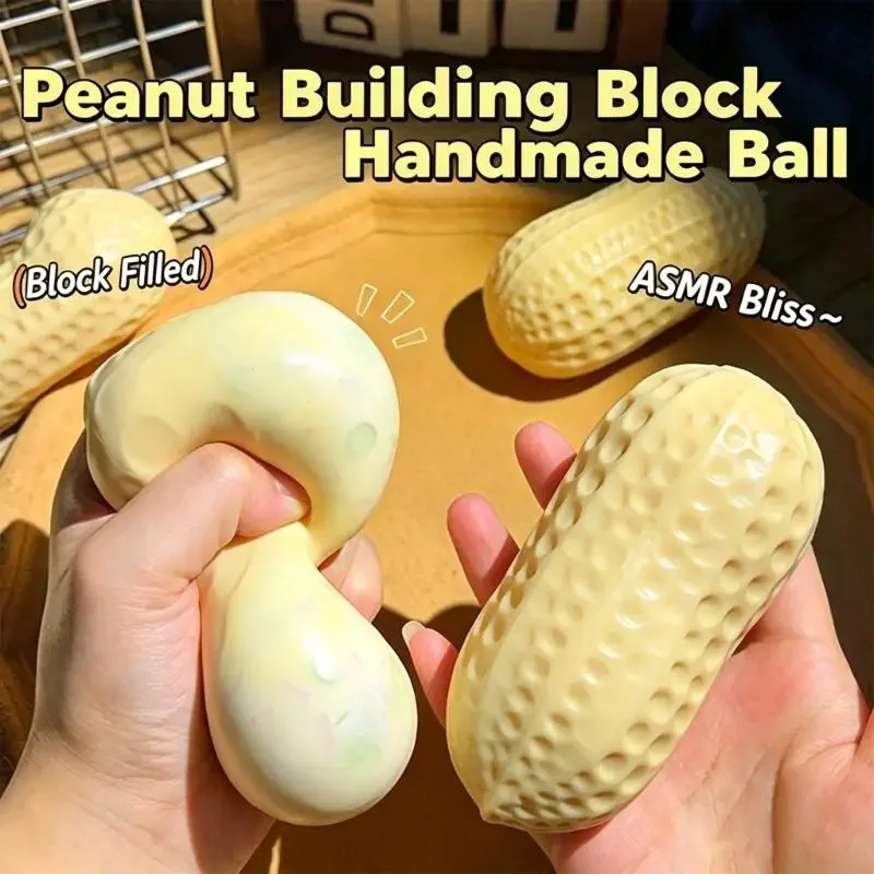 Oversized Peanut Squeeze Toy with Slow Rising Poseable Design for Hand Relaxing