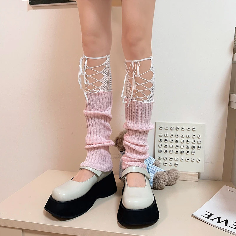 

Lolita Leg Warmers Women's Lace Knitted Sock Covers JK Autumn Winter Foot Cover Socks Y2K Punk Gothic Crochet Socks Boot Cuffs