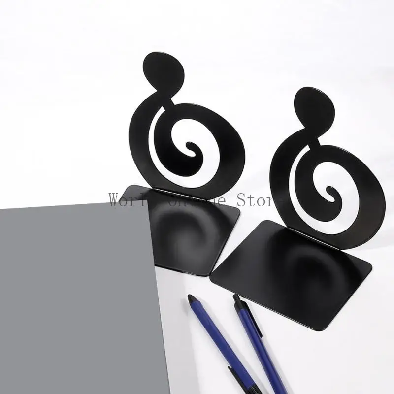 2PCS COURIED MUSICAL NOTE Book End For Shelves Desks Bureau Hourd Duty Metal Berder 87HC