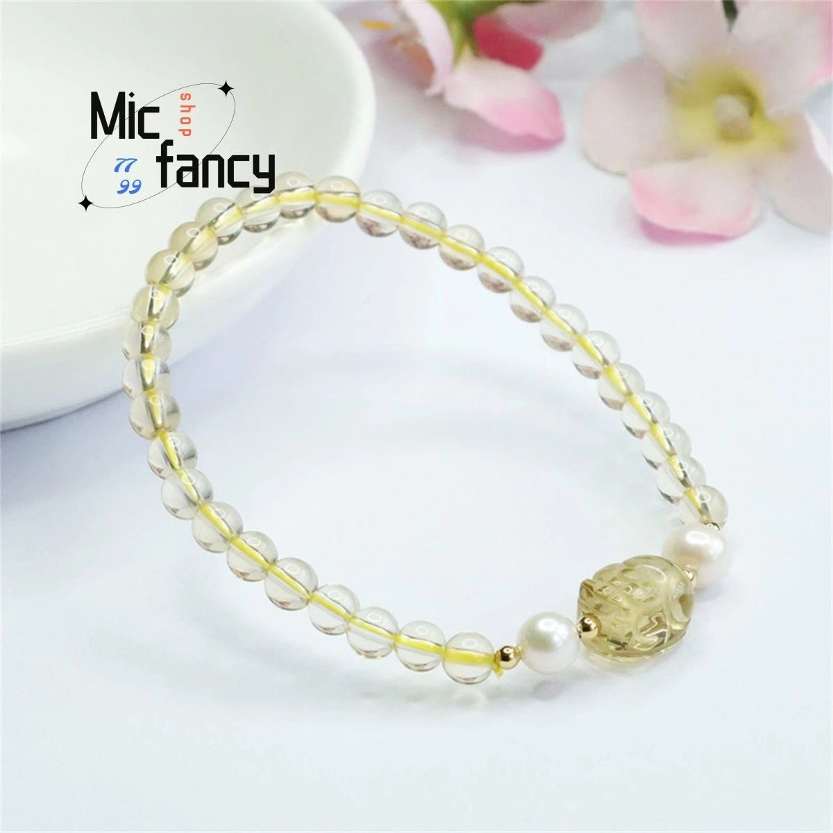 Natural Citrine Pixiu Beads Bracelet Simple Elegant Fashionable Personalized Women Ethnic Style Charm Fashion Fine Jewelry Gift