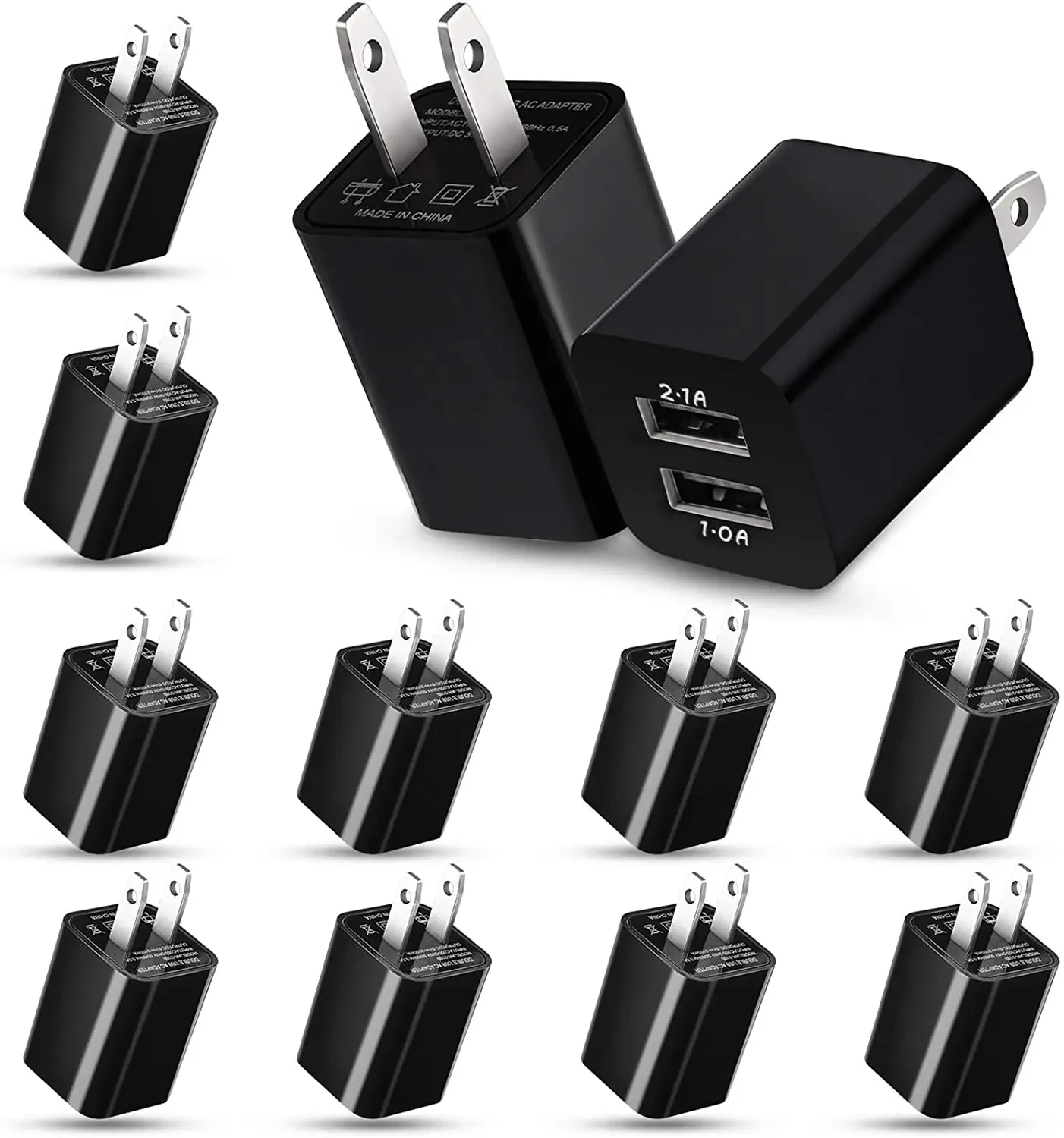 5V 2A Dual USB Ports US USA Wall charger Power adapters For IPhone 11 12 13 14 15 Samsung Xiaomi Huawei Android phone