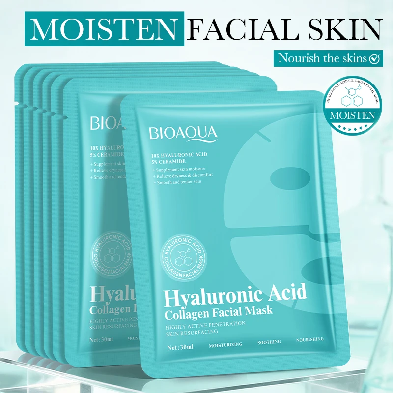 BIOAQUA 5PCS Collagen Facial Mask Moisturizing Whitening Anti-Aging Face Skin Care