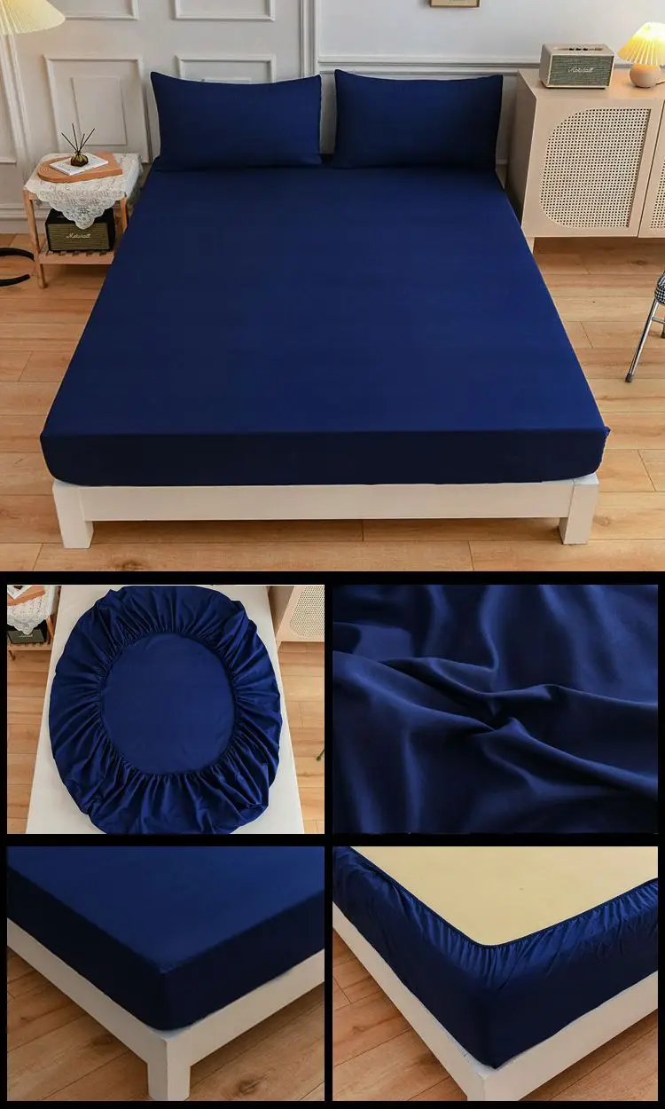 Black Fitted Sheet Home Bed Linen 90x200 Bed Cover with Elastic Band Tampa De Colchão Double Bedsheet (Pillowcase Need Order)