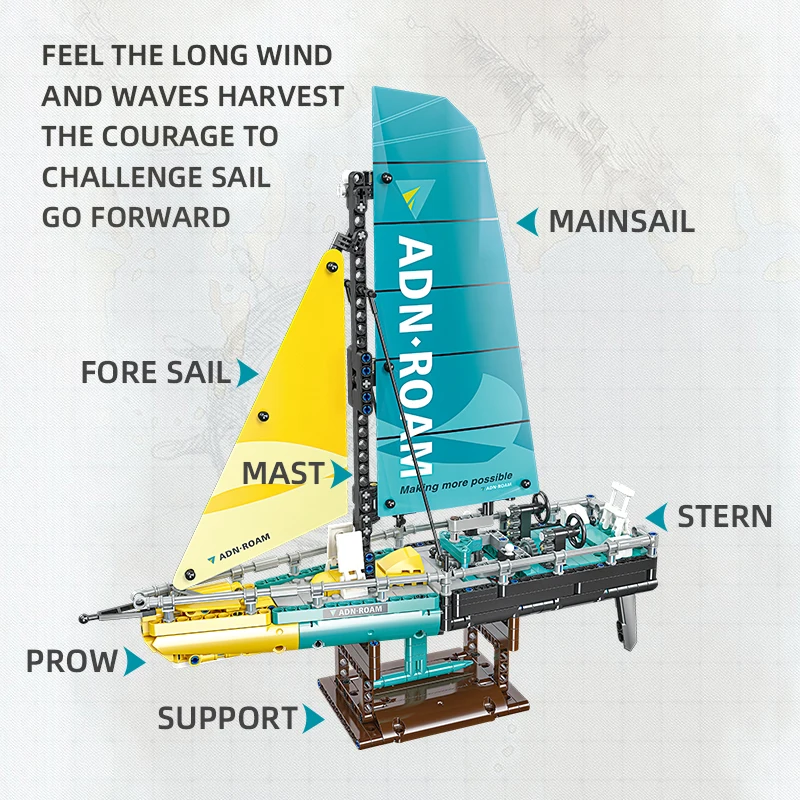 

DIY Sailing Ship Model Building Block Type 65 Sailboat Bricks F50 Hydrofoil Catamaran Sail Model Self Assembly Toy Birthday Gift