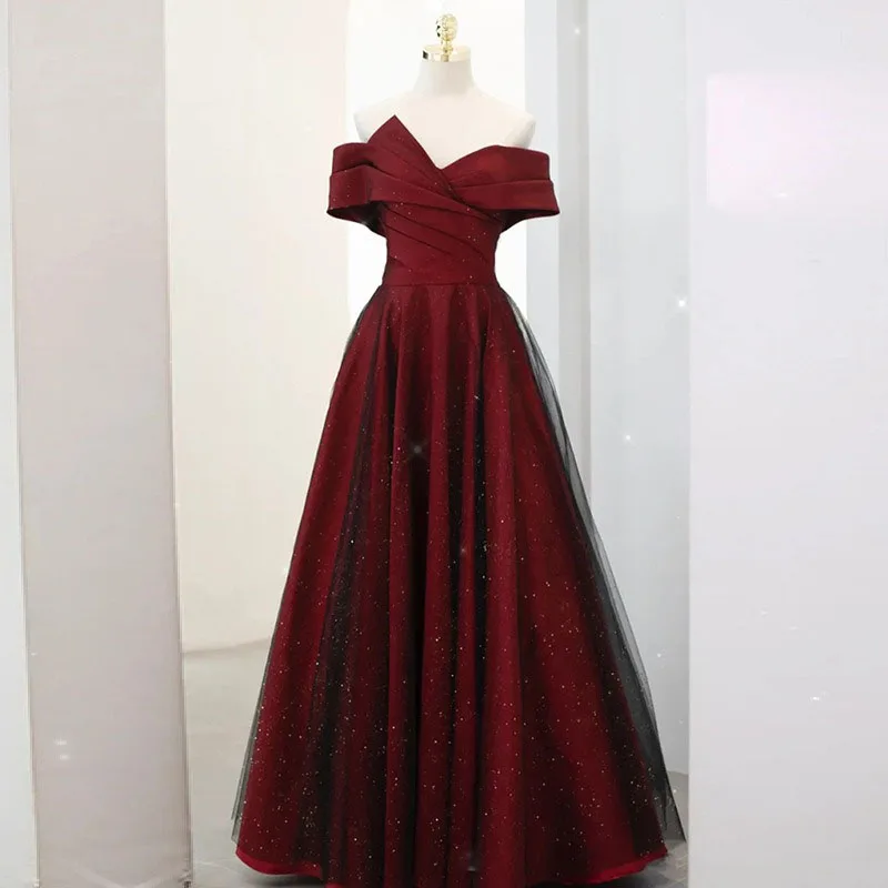 

Wedding Dresses Luxury 2026 Luxurious Burgundy Evening Dress In Large Size Slimming For Pregnant Women Customized