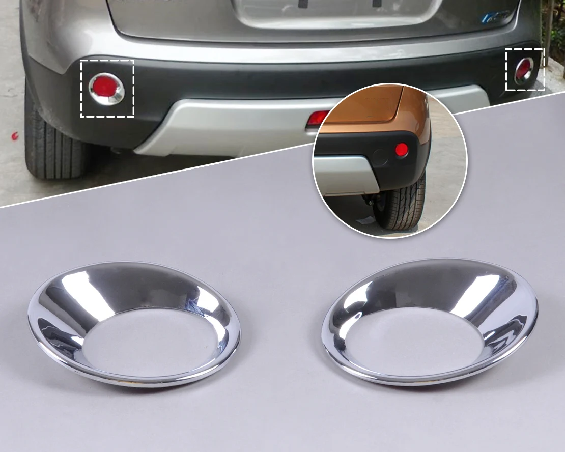 2Pcs ABS Chrome Rear Tail Fog Lights Lamp Cover Molding Frame Ring Trim Fit for Nissan Qashqai 2007 2008 2009 2010 2011 2012