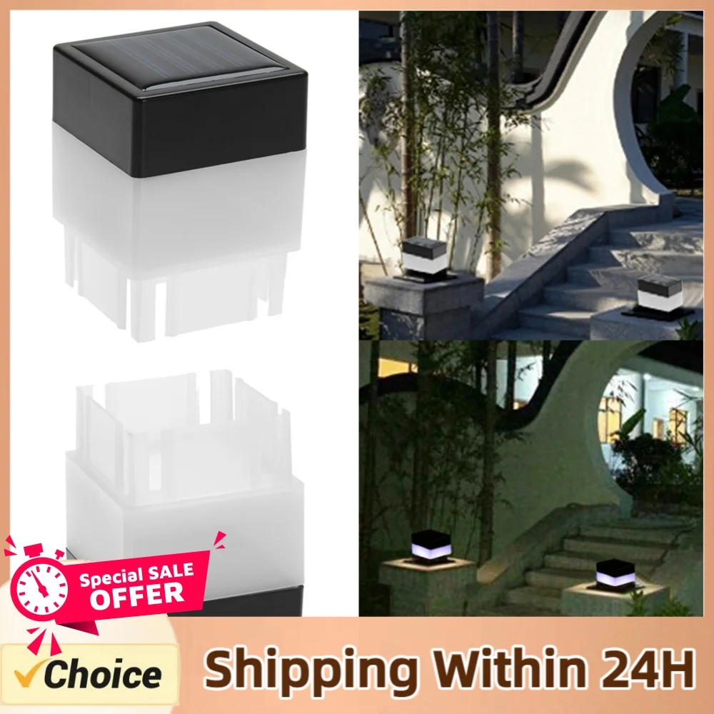 Solar Powered Fence Post Lamp Solar Energy Column Head Light Waterproof Villa Courtyard Sunlight Outside Illumination