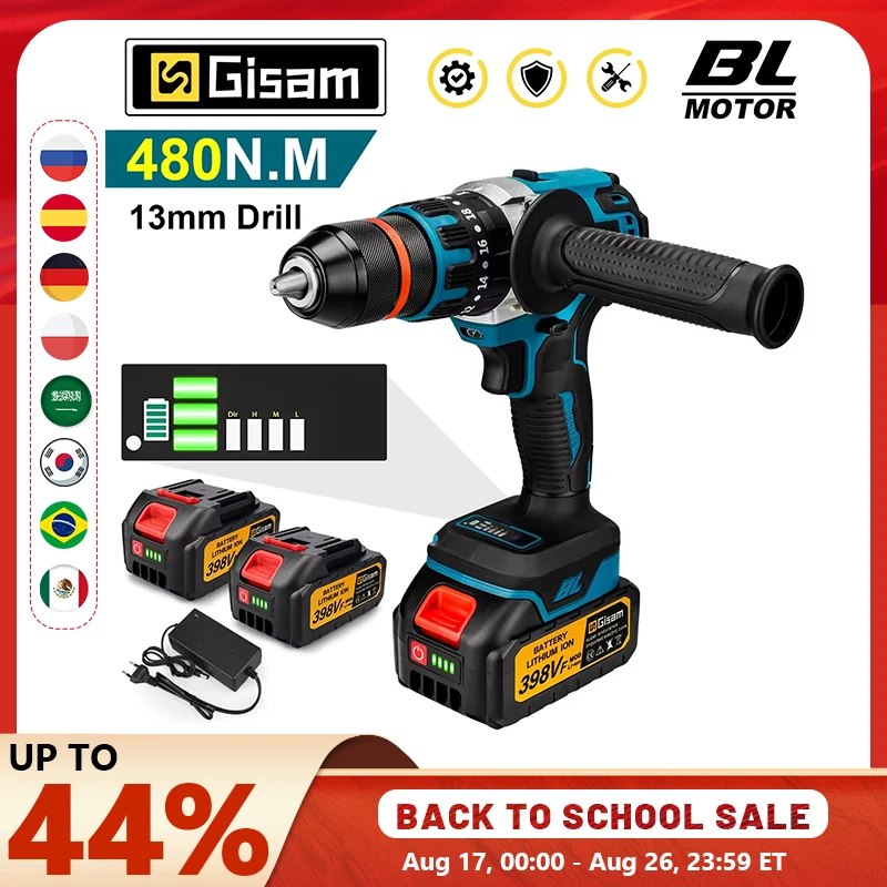13mm 480N.M Bürstenloser Elektrischer Schlagbohrer Kabelloser Bohrer Elektrischer Schraubendreher DIY-Werkzeug für Makita 18V Akku