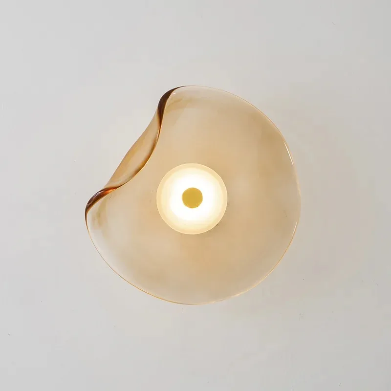 

Creative Circular Glass Wall Lamps Postmodern Bedroom Bedsides Foyer Cafe Corridor Background Wall Decoration Hotel Porch Lights
