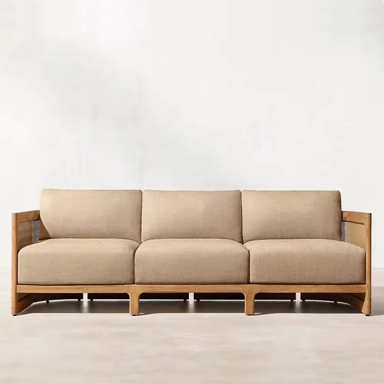 新入荷 モダンラグジュアリー無垢チーク材防腐加工パティオラタンガーデンソファセット屋外家具セット