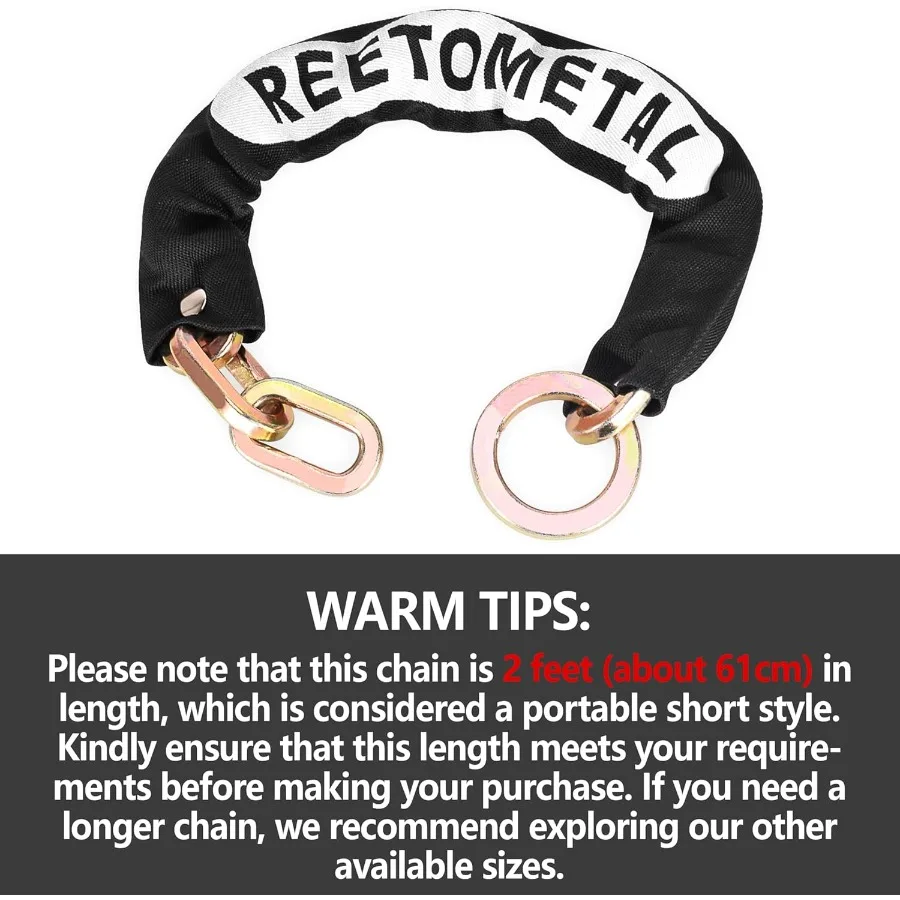 سلسلة أمان شديدة التحمل 2FT x 3 8 سلسلة قفل سميكة من الفولاذ المقوى ومضادة للسرقة للدراجات النارية والدراجات ATVs المقطورات Fen