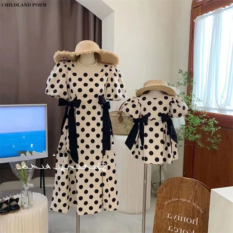 

Mother Daughter Matching Clothes Summer Polka Dot Mom Daughter Dresses Korea Style Family Matching Outfits Mommy And Me Clothes