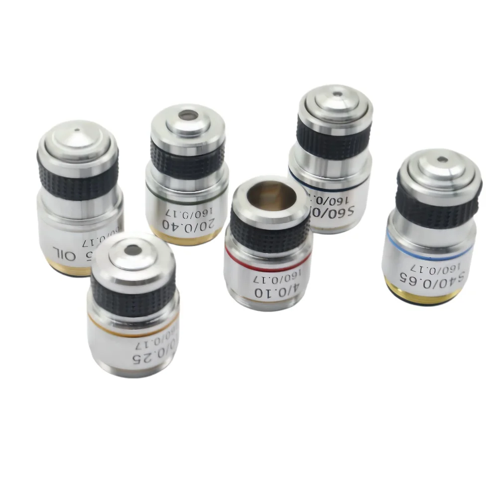 Achromatic Microscope Objective Lens RMS 185mm 4X 10X 20X 40X 100X High Resolution Lab Optical Lens