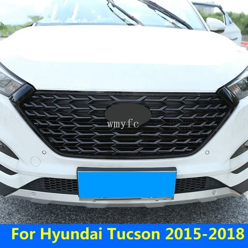 For Hyundai Tucson 2015-2019FUSION RACING GRILLE GRILL FRONT MASK COVER GRILLS FIT FOR FUSION MONDEO BLACK SILVER CAR STYLING