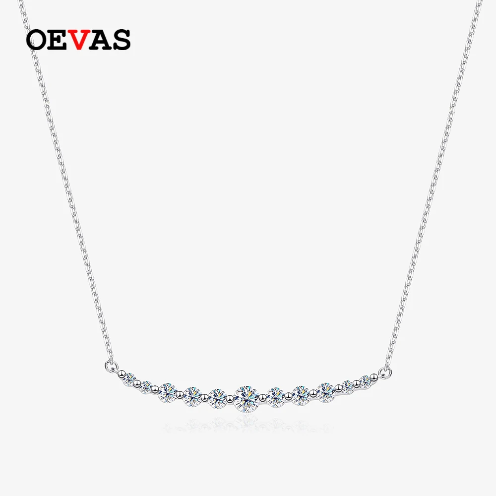 

OEVAS 100% 925 Sterling Silver 1.1CT Moissanite Pendant Necklace For Women Smile Choker Chain Sparkling Party Fine Jewelry Gifts