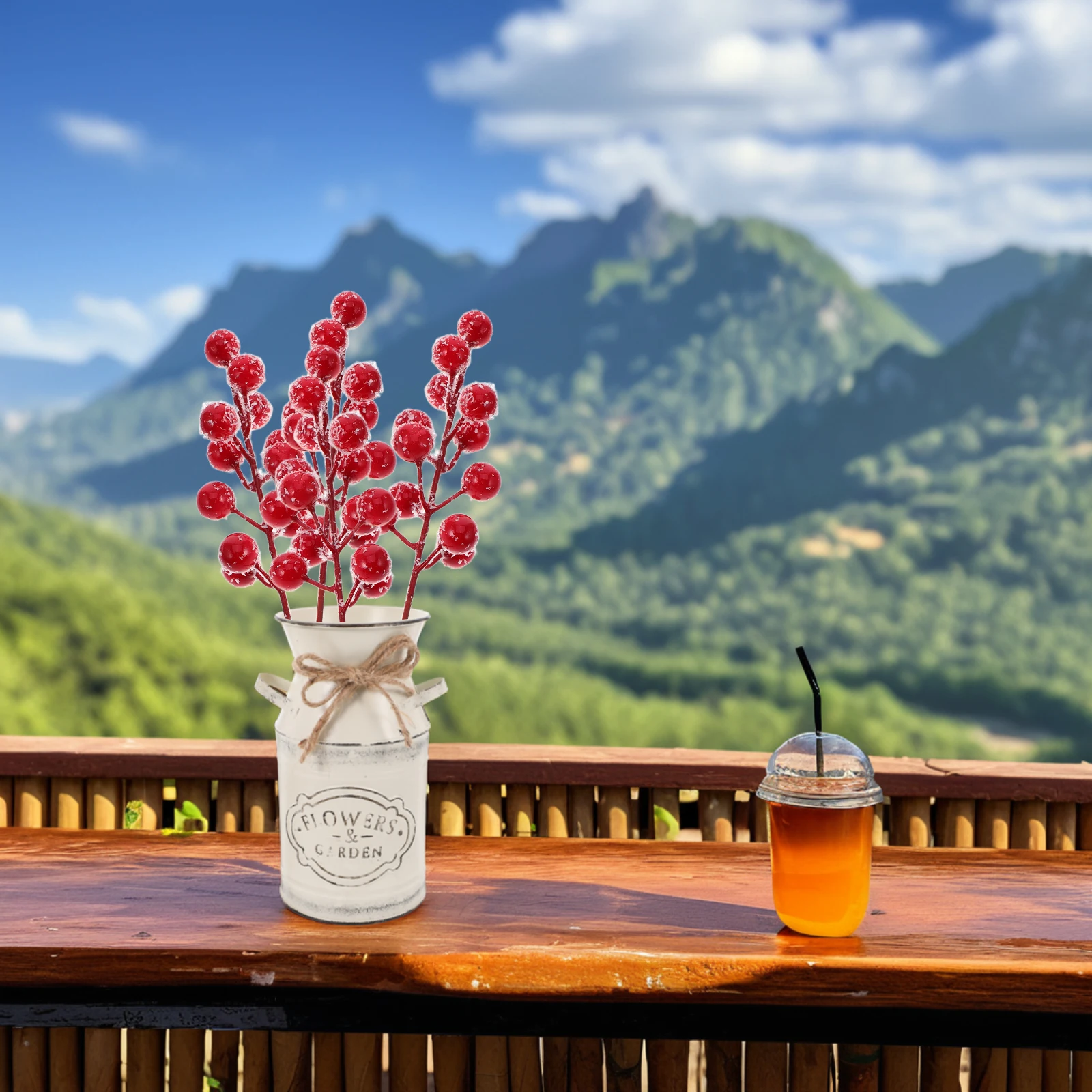 

20Pcs Artificial Red Berry Stems Frosted Winter Holly Picks DIY Holiday Wreath Christmas Tree Decoration Garland