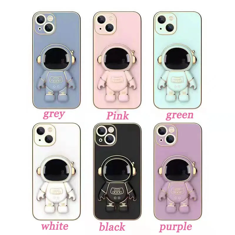 100pcs Mobile Phone Fold Holder Cartoon Astronaut Holding Ring Bracket Three-dimensional Creative Paste phone Bracket for xiaomi