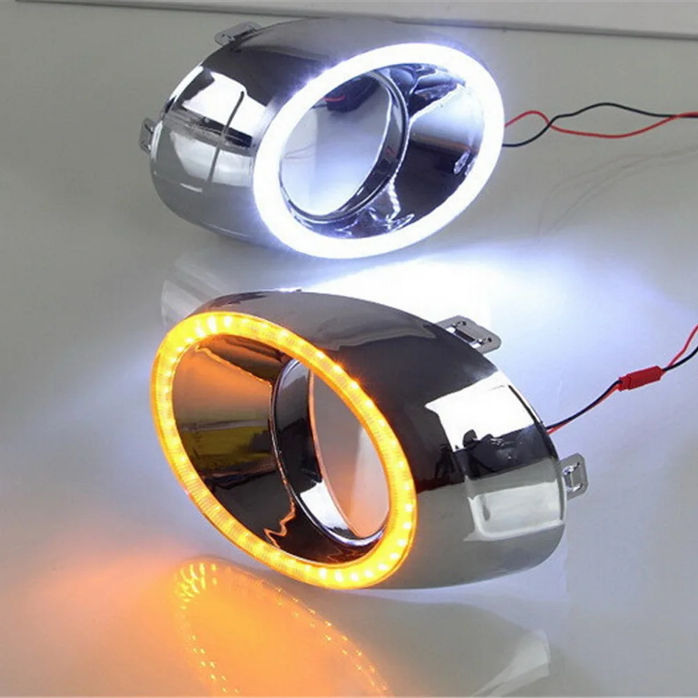 

July King Car Daytime Running Lights for Mitsubishi Outlander 2013-2016, 6000K LED Front Bumper DRL + Yellow Turn Signals