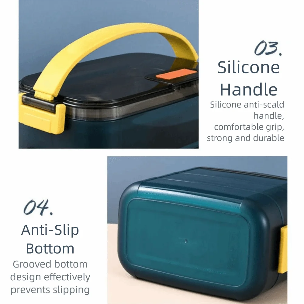 

3 Layers Stainless Steel Portable Insulated Lunch Box Sealed Design Compartment Food Storage Container Leak-Proof