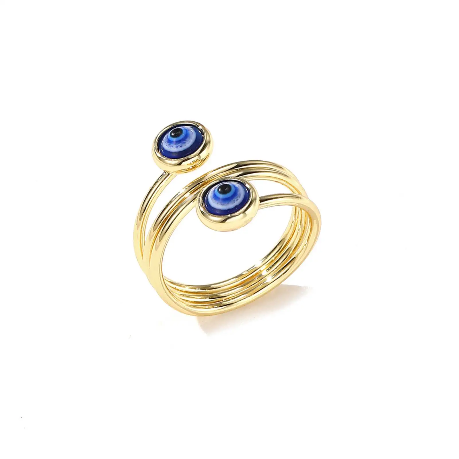 Türkischer Böser Blick Offener Ring Blaues Auge Verstellbarer Fingerring Glücksbringer Amulett Schmuck Geschenk für Frauen – Detail 1