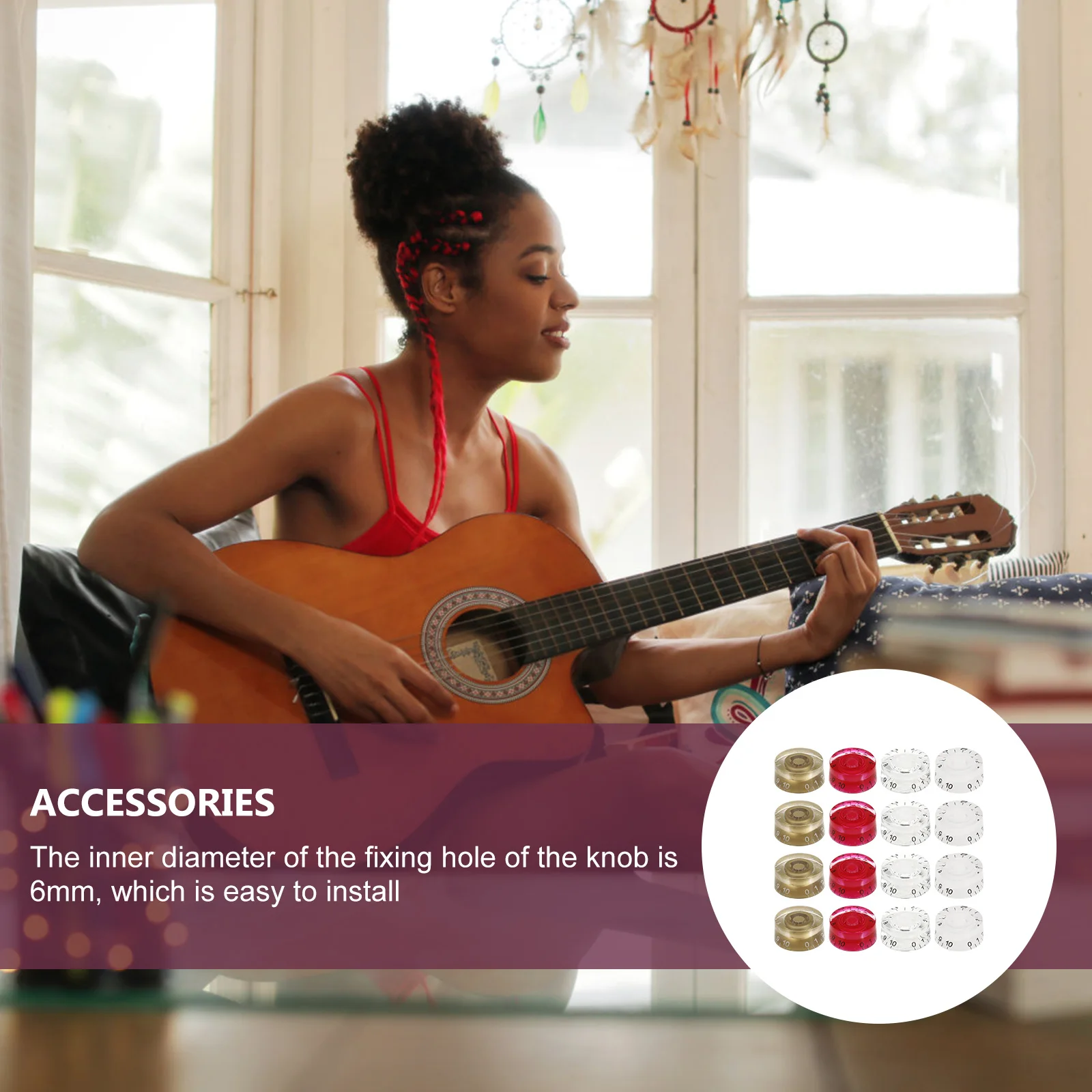 

16pcs Electric Guitar Knob Cap Acrylic Durable Volume Control Potentiometer Hats Sound Bass Amplifier Accessories Guitar Parts