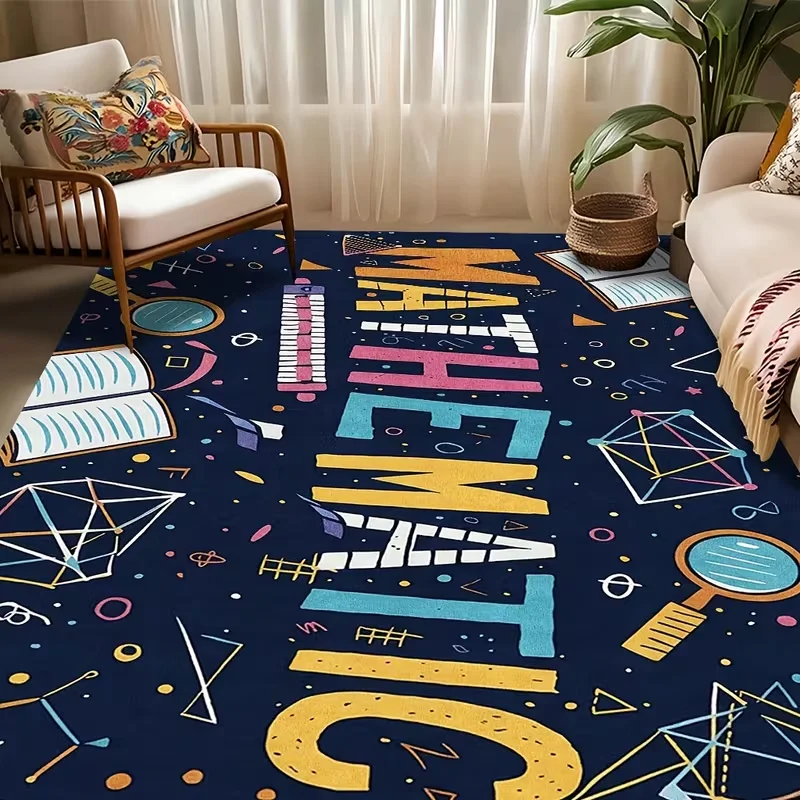 Colorful Alphabet Puzzle Print Kids Area Rug Soft Non-Slip Educational ABC Number Play Mat Learning Home Decor Floor Carpet