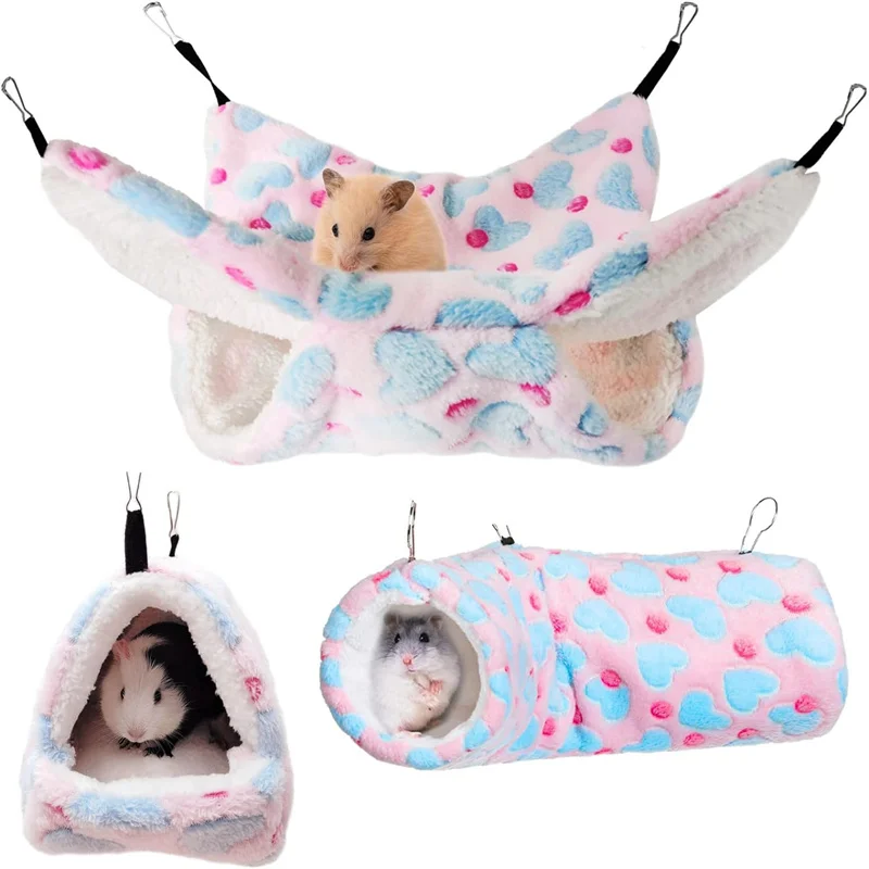 Hamster Hideout Cage Print Fleece Guinea Pig Sugar Glider Sleeping Bed Rodent Hammock Rat Little House Animals Supplies