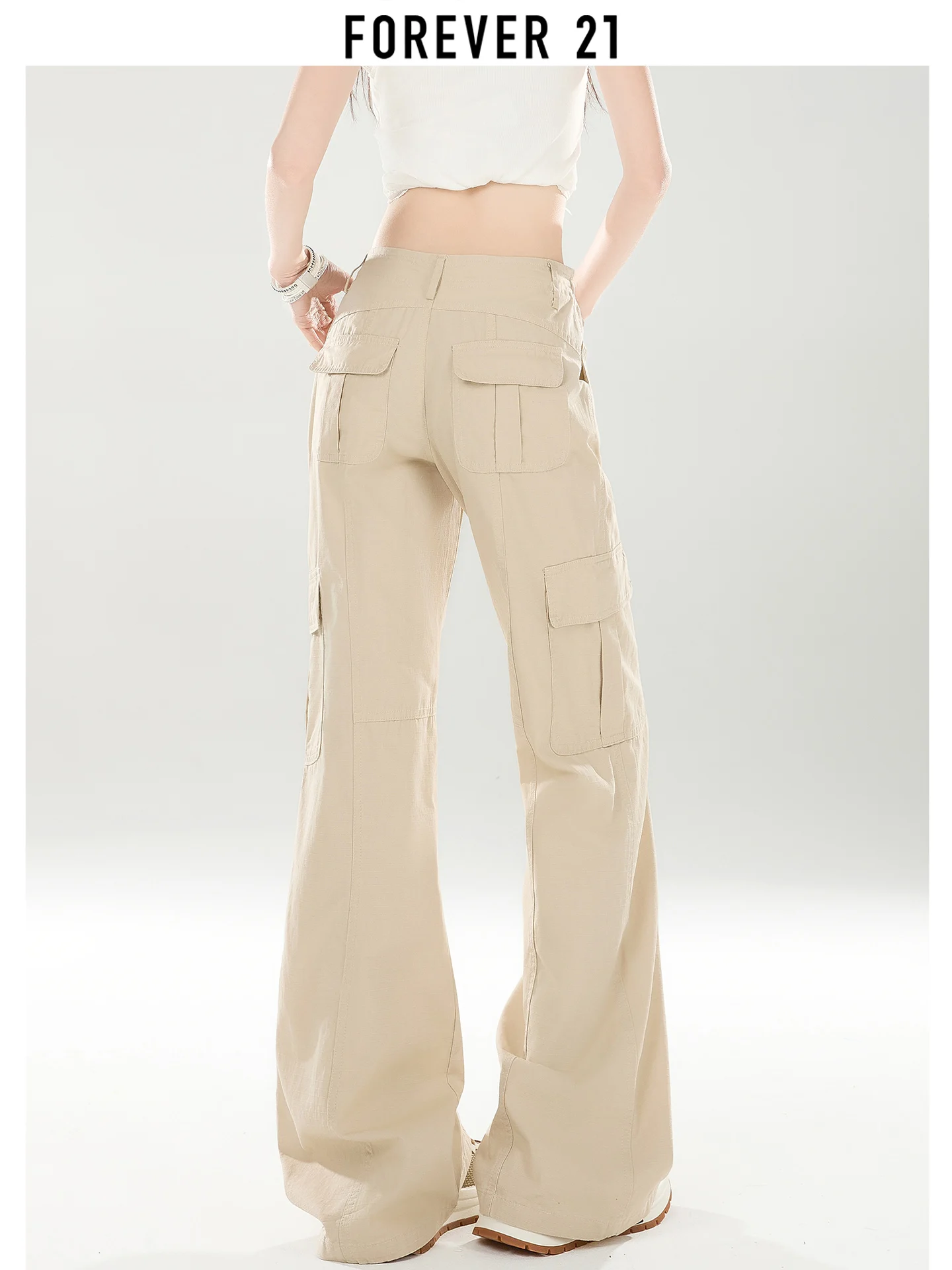 Pantalones Casuales de Cintura Baja con Corte de Campana Forever 21 para Mujer, Diseño de Cintura Elástica, Pantalones de Campana Estilizantes, Nuevo Estilo Verano 2026