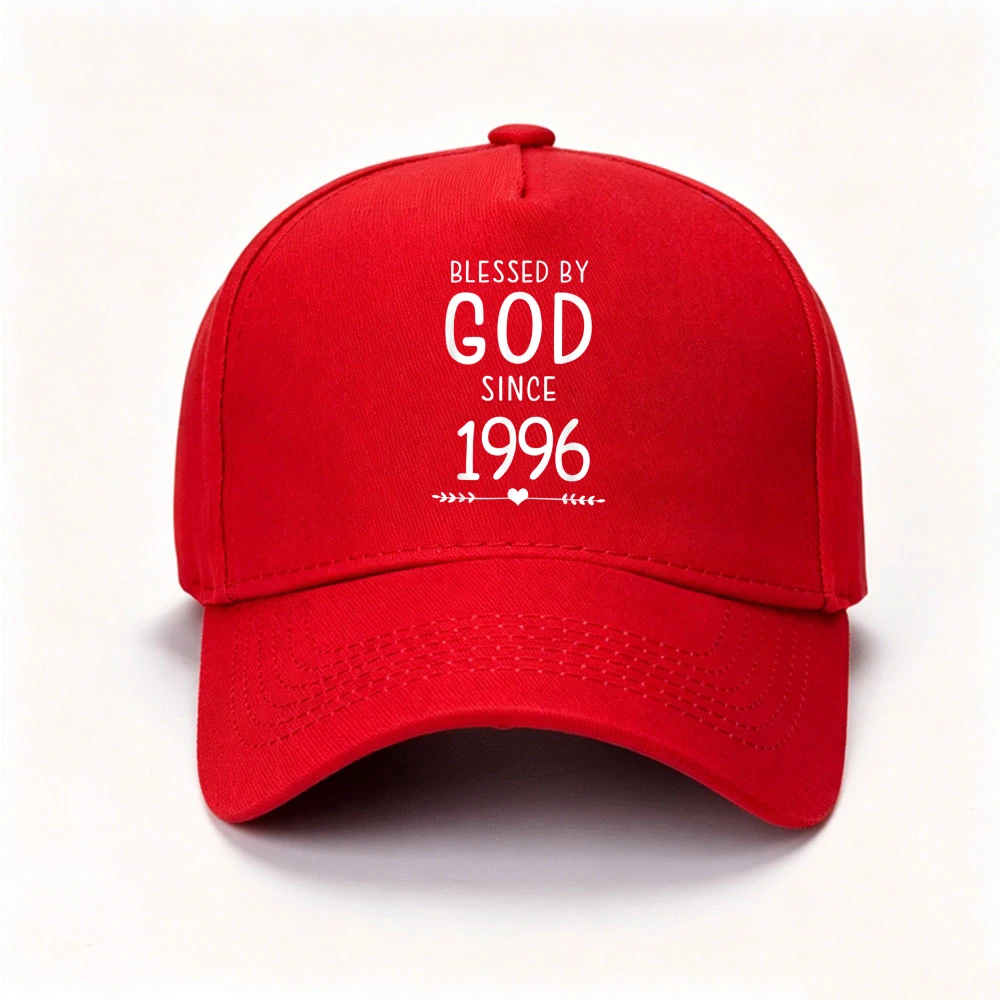 Blessed By God Since 1996 Christian Print Baseball Cap Unisex  Adjustable Dad Hat Faith Heart Arrow Pattern Outdoor Sun Hat