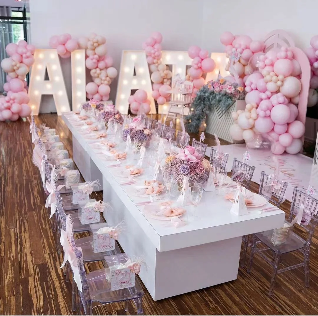 

Modern White Acrylic Kids Dining Table Chair Plastic Children's Furniture for Living Room Wedding Banquets Hotels Parties Baby